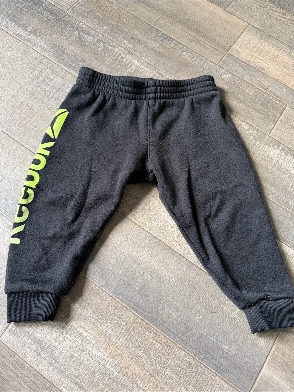 Reebok Black Sweatpants with Neon Yellow Logo